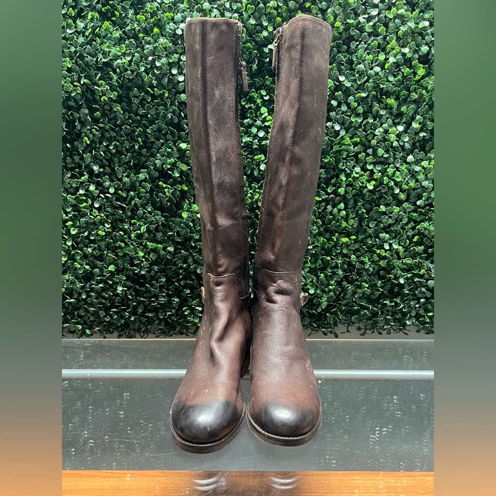 Cole Haan Isabel Stretch Leather Chestnut Brown Riding Knee High Boots W15605 - Picture 6 of 9